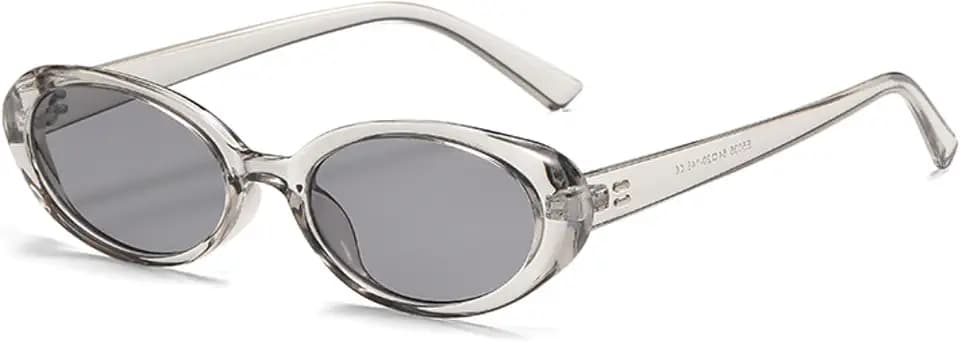 Retro ovale Sonnenbrille, Herren Damen modische Retro-Brille, Brille mit ovalem Rahmen, UV-Schutz 400 (Transparent Gray)