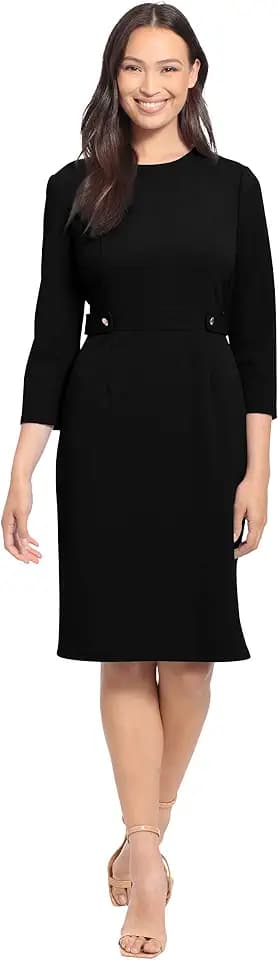London Times Women's London Times Women's Dresses Work Office Business Sheath Dress with Button Waist Detail