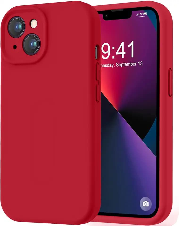 LOVE 3000 Designed for iPhone 13 Case, Premium Silicone with [Camera Protection] [Soft Anti-Scratch Microfiber Lining] Shockproof Protective Phone Case for iPhone 13 Women Men Girls 6.1", Red