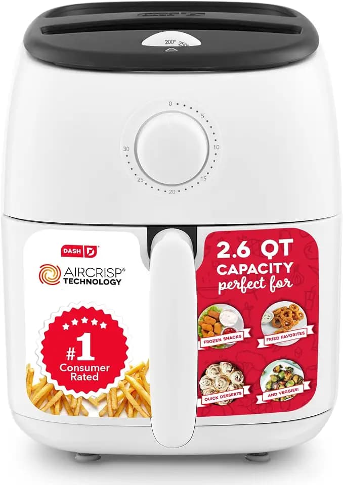 Dash Tasti-Crisp Small Air Fryer, 2.6 Quart, 1-2 People, White