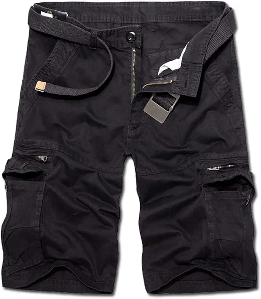 Leichte Herren-Cargo-Shorts mit mehreren Taschen, lässige Outdoor-Twill-Shorts mit Reißverschlusstaschen, 8 Taschen, ohne Gürtel