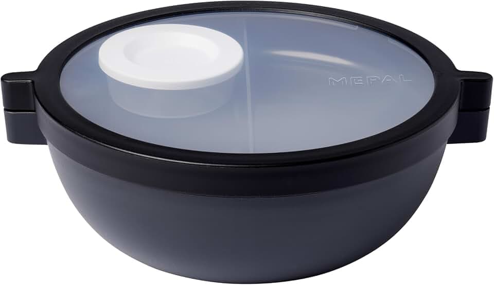 Mepal - Meal Prep Boxen Vita - Bento Schüssel - Brotdose mit Fächern - Extra Fach mit Deckel, Dressing-Deckel & Tablett - Bentobox - 1500 ml - Nordic black