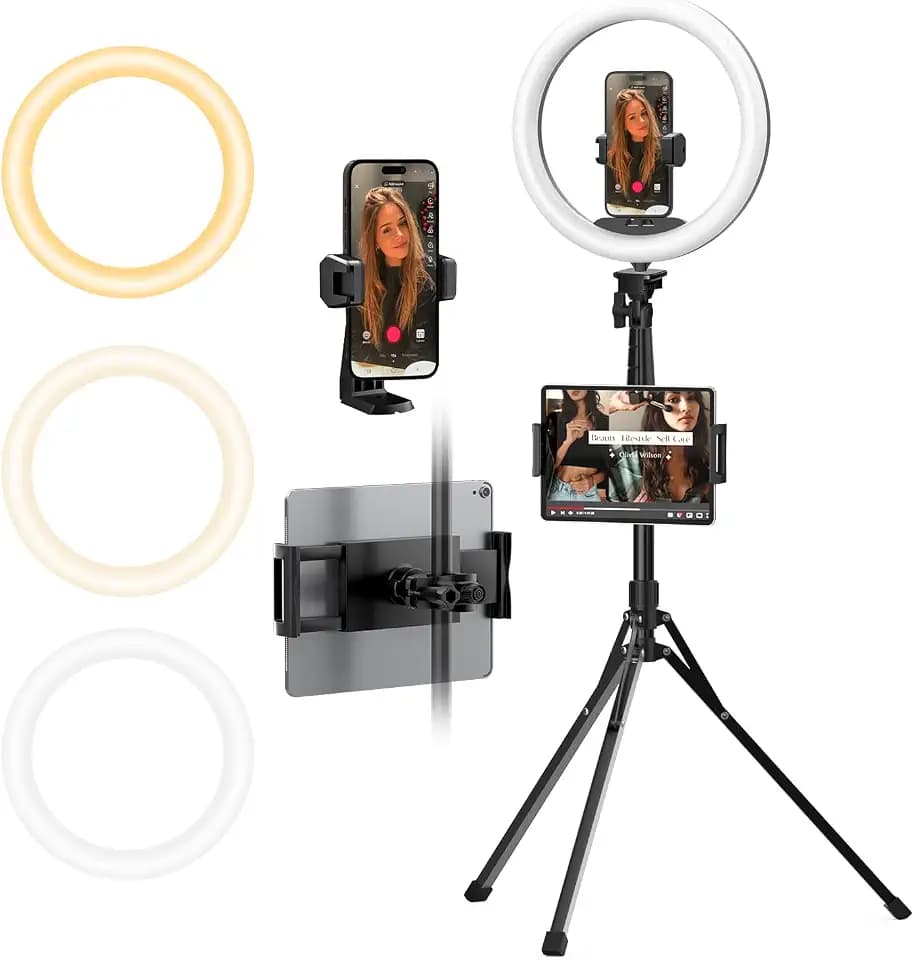 UBeesize 12" Ring Light with 74" Extendable Tripod Stand and Tablet Holder