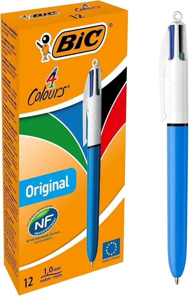 BIC 4 Colours Original Kugelschreiber, 4 Farben, 0,4 mm, 12 Stück