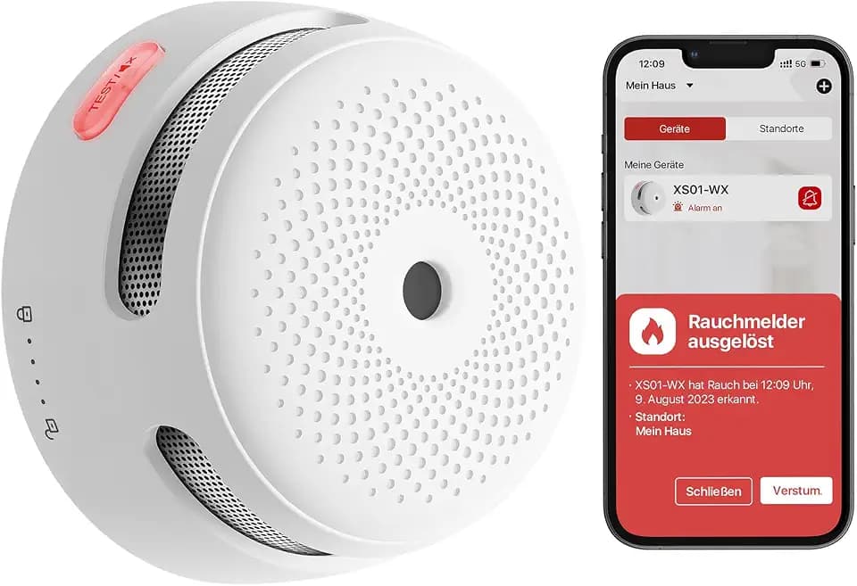 X-Sense Intelligenter Rauchwarnmelder mit photoelektrischem Sensor und austauschbarer Batterie, WLAN-Rauchmelder, App-Benachrichtigungen, XS01-WX, entspricht dem TÜV Rheinland & EN 14604, 1er Pack