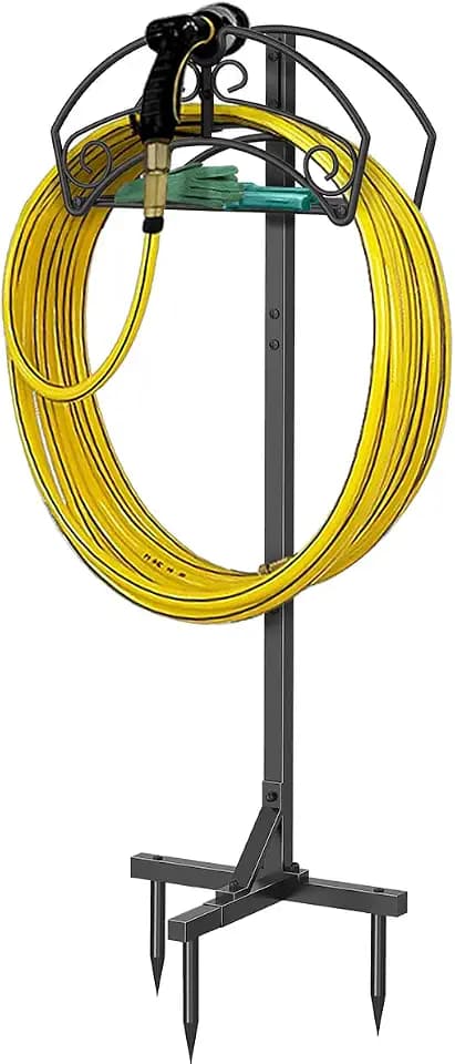 Coonoor Garden Hose Holder, Detachable Heavy Duty Hose Rack, Water Hose Hanger for Outside Freestanding, Garden Hose Storage Decorative for Yard and Lawn Gardening Gift，Black