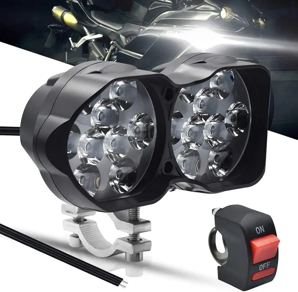 Motorcycle Driving Lights 3000LM Super Bright 18SMD Chips Spot Lights Waterproof for Cars ATV Bike UTV Truck Boat DC9-85V,Xenon White.(1-Pack).