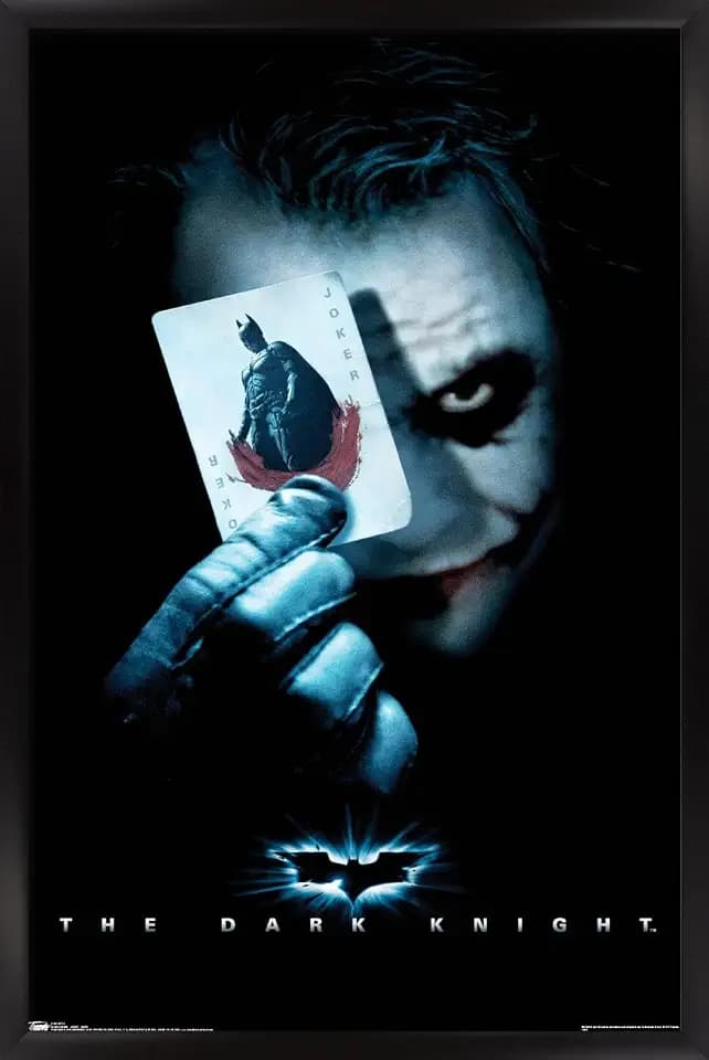 Trends International DC Comics Movie - The Dark Knight - The Joker with Batman Playing Card Wall Poster, 22.375" x 34", Black Framed Version