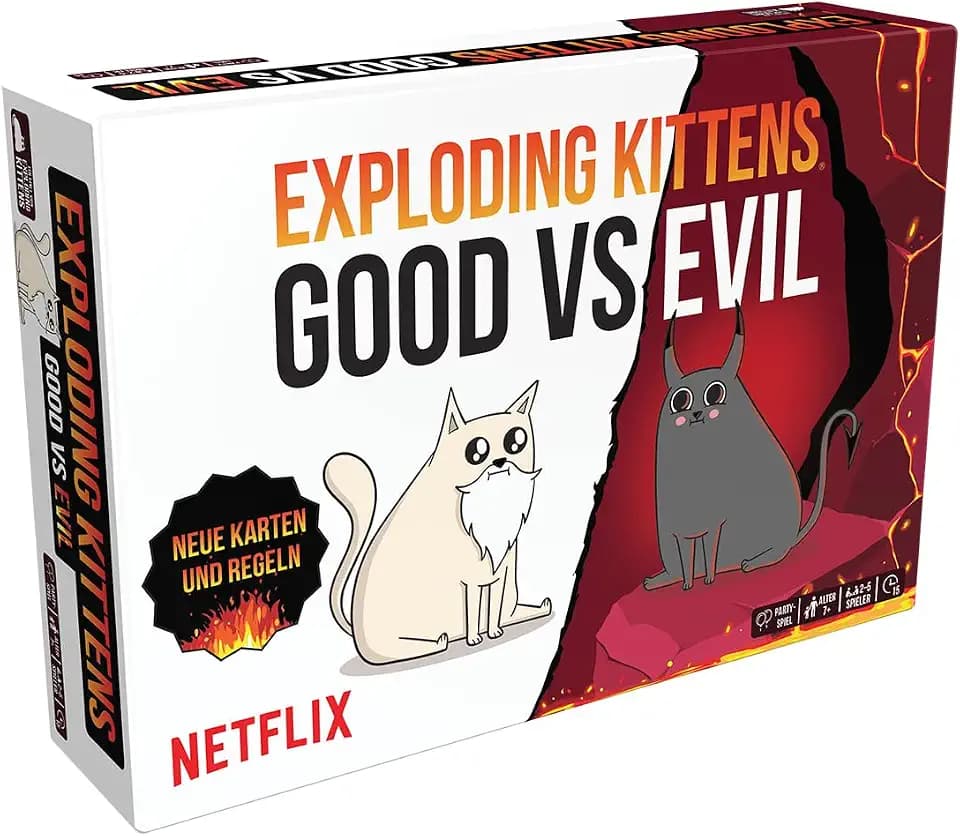 Exploding Kittens – Good vs Evil, Lustiges Partyspiel, Deutsch
