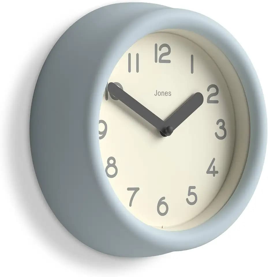 JONES CLOCKS® Fuze Wanduhr | Kleine Moderne Runduhr | Blasses Blau