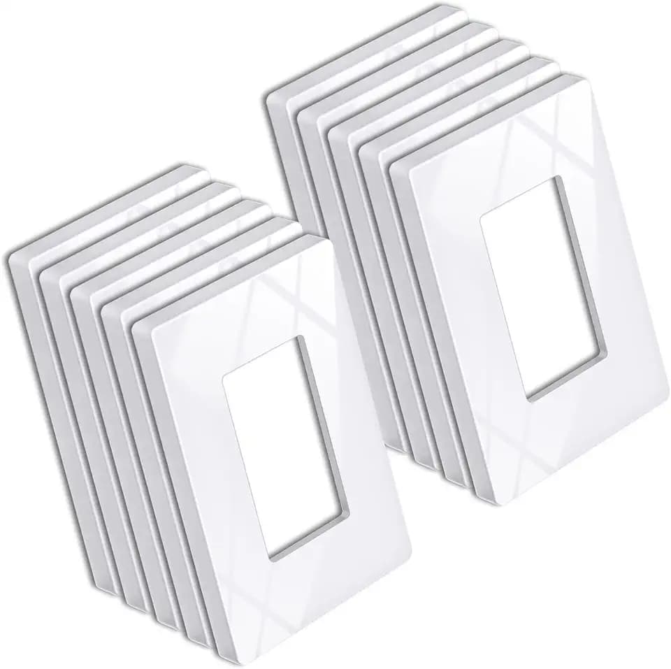 BESTTEN 10 Pack Screwless Decorator Wall Plate, Decorative Outlet Cover, USWP6 Gloss Snow White, Decorative Faceplate for Receptacle & Switch, 1 Gang, H4.69” x W2.91”