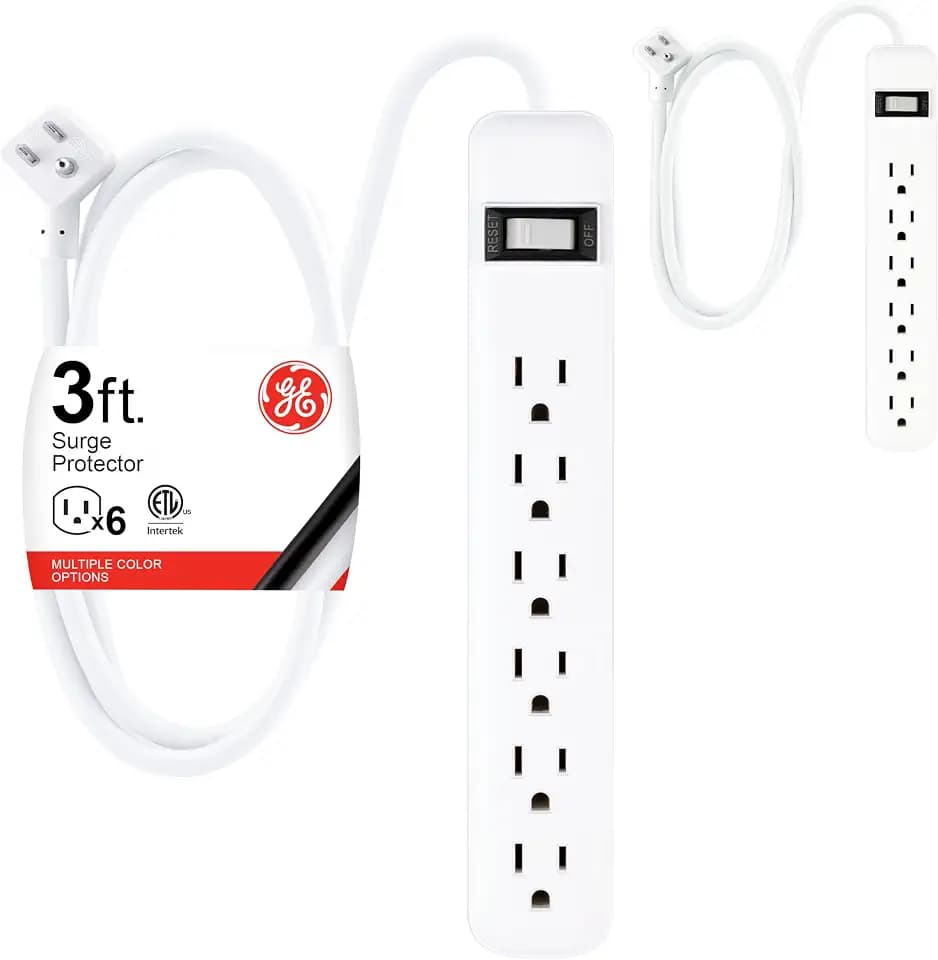 GE Surge Protector Power Strip, 2 Pack, 3 Ft Extension Cord