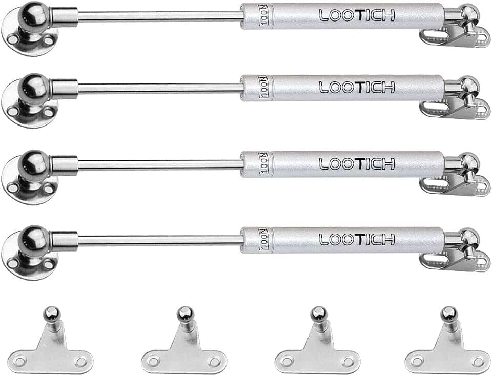 100N Ganzer Stahl Klappenbeschlag Klappenhalter Gasfeder Dämpfer Truhen Scharniere für Küchenschrank Soft Close Weichschließen Türscharniere 4 Stücke