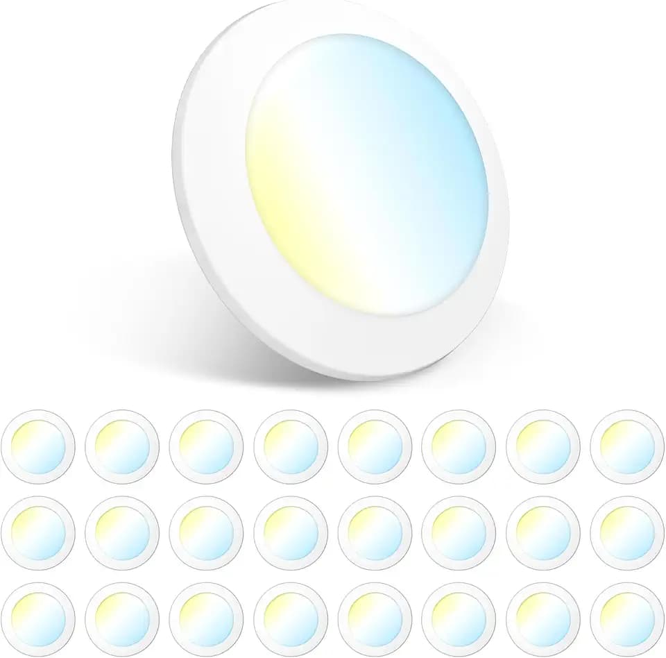 Amico 24 Pack 5/6 Inch 5CCT LED Disk Lights, Dimmable Flush Mount Ceiling