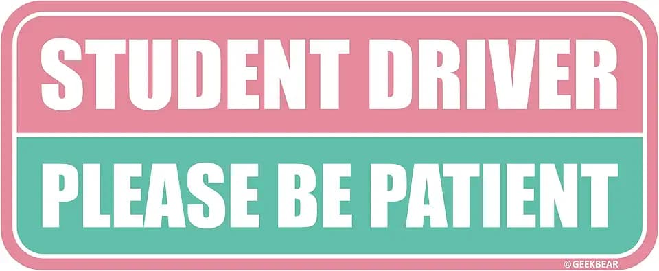 GEEKBEAR Student Driver Magnet for Car, Rectangular (Light Pink/Turquoise)