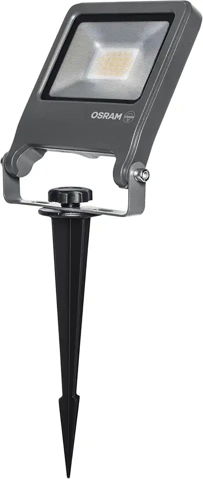 Osram ENDURA Garden Flood Erdspieß-Strahler, 20W, 1700lm, 3000K Warmweiß, IP65, 2m Kabel mit Stecker, Aluminium Dunkelgrau