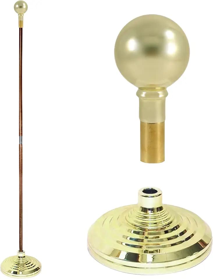 Super Tough 7ft Indoor Oak Flagpole Kit, Parade Ball, Gold Texture Base