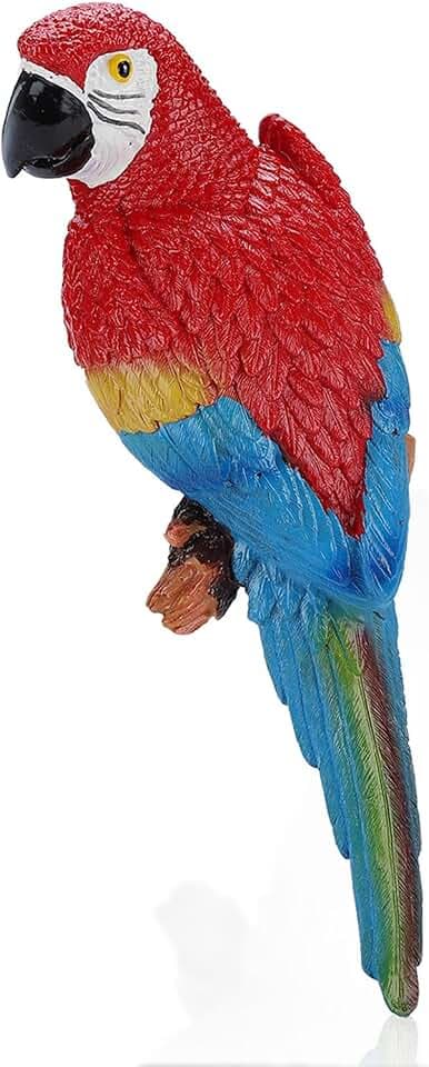 HERCHR Papagei Kunstharz Simulation Papagei Spielzeug Skulptur, Papagei-Dekoration Für Den Außenbereich, Realistische Papagei-Skulptur Für Den Außenbereich, Landschaftsverzierung, Papagei-Modell
