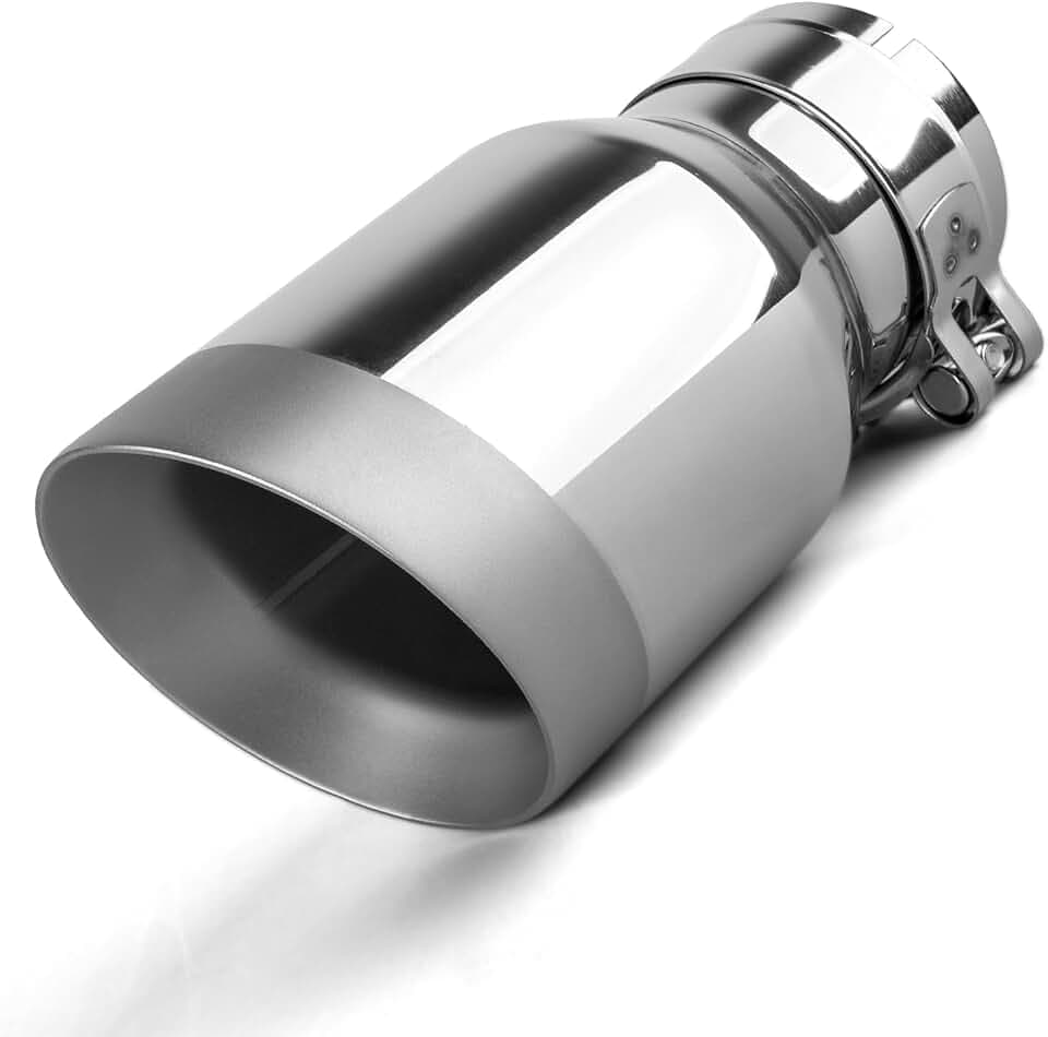2,5" Auto Auspuff Endrohr Edelstahl - Hochwertige Auspuffspitzemit Polierter Oberfläche 64mm (2,5") Einlass 3,5" Auslass Universelle Auspuffblende Auspuffrohre Bolt-On Montage(Silber)​