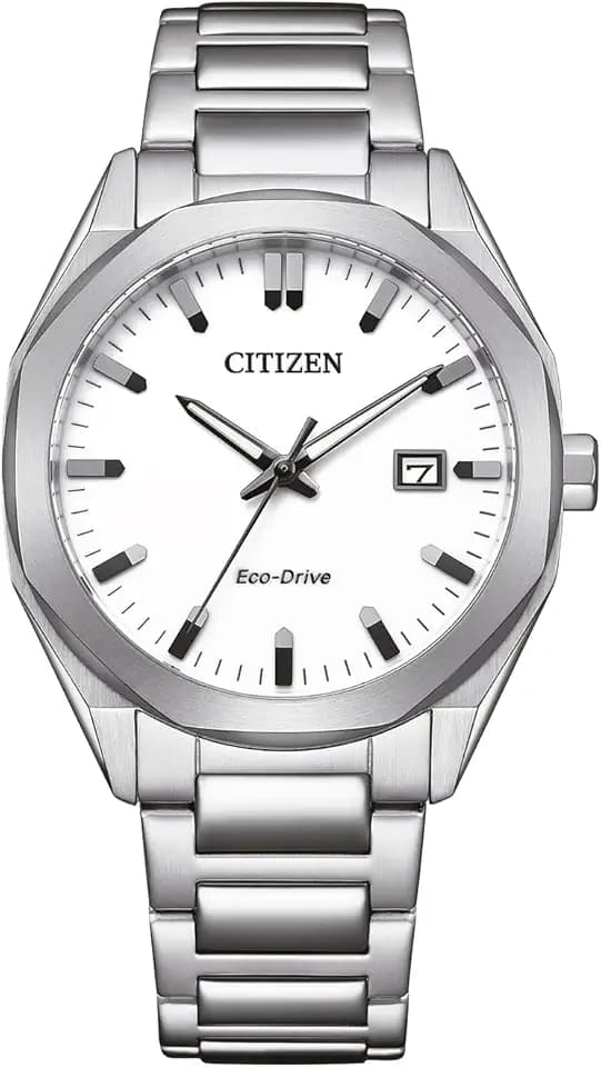 Citizen Eco-Drive Herrenuhr Edelstahl, Weiß, 38 mm, BM7620-83A