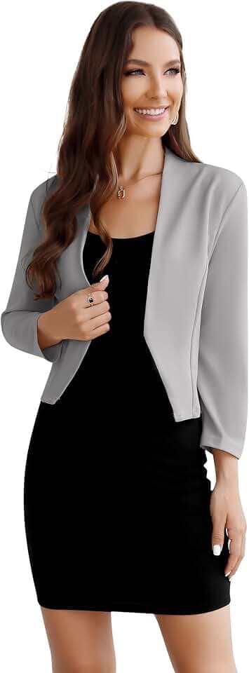Clearlove Damen Blazer 3/4 Ärmel Elegant Blazerjacke Einfarbig Slim Business Blazer Sportlich Jack