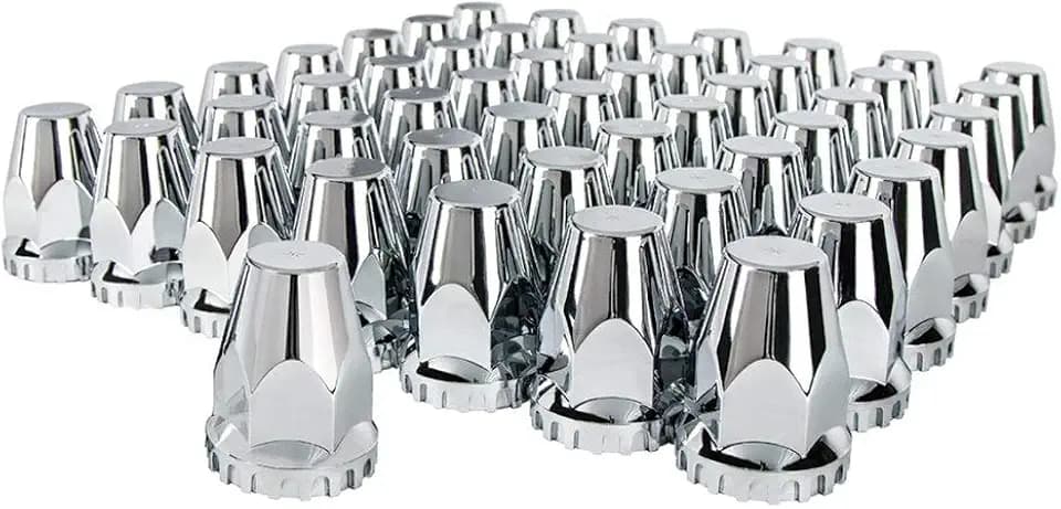 United Pacific 10265Cb - Wheel Lug Nut Cover Set - 33Mm X 2 3/4" Chrome Plastic Original Nut Cover - Push-On (60 Pack)