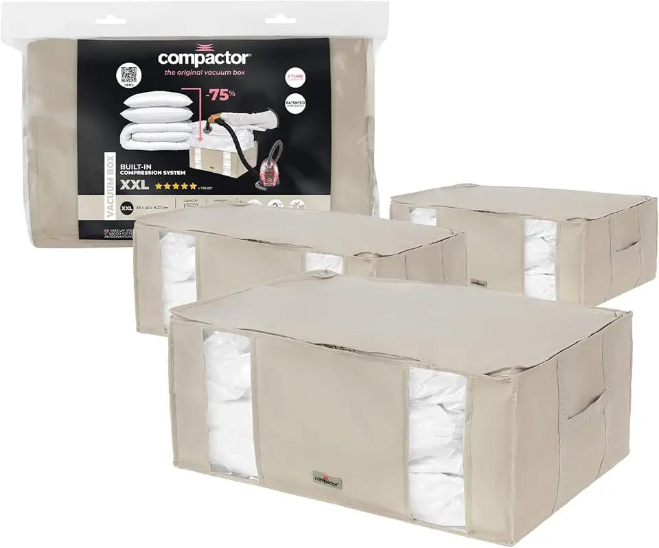 Compactor Vakuumbeutel XXL Beige luftdicht, 3er-Set
