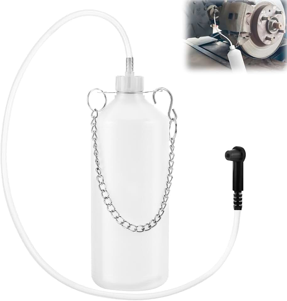 Zocipro 1L Bremsflüssigkeitsbehälter, Bremsen Entlüften Bremsflüssigkeit Behälter mit 70cm Schlauch und Universal Gummi-Adapter Bremsenentlüftungsgerät den Austausch von Bremsöl