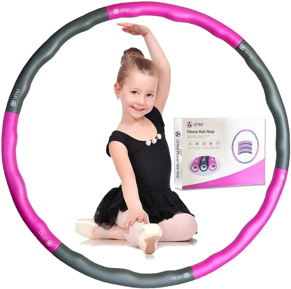 LETAO Hula Hoop Reifen Kinder von 4-8 Jahren | 510g Rosa-Grau Hula Hoop Reifen Kinder, Zerlegbar, inklusive Elektronischer Anleitung