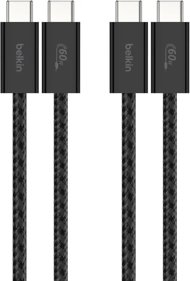 Belkin USB C to USB C 60W Braided Cable 2 Pack, 3.3ft iPhone Charger Cord