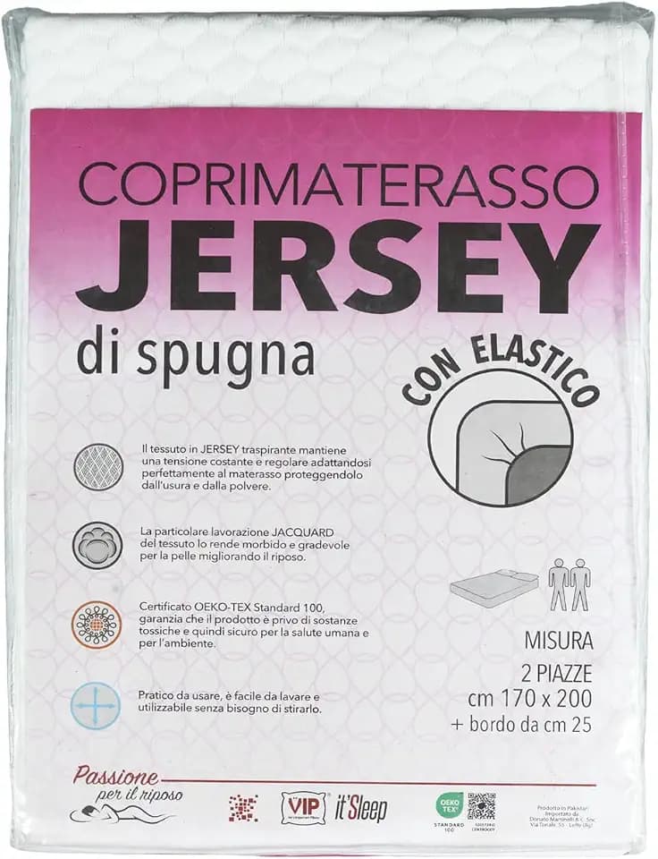 V.I.P. Very Important Pillow V.I.P. Jersey-Matratzenschoner aus elastischem Frottee, atmungsaktiv, elastisch, für Einzelbett, 90 x 200 cm, Höhe 25 cm