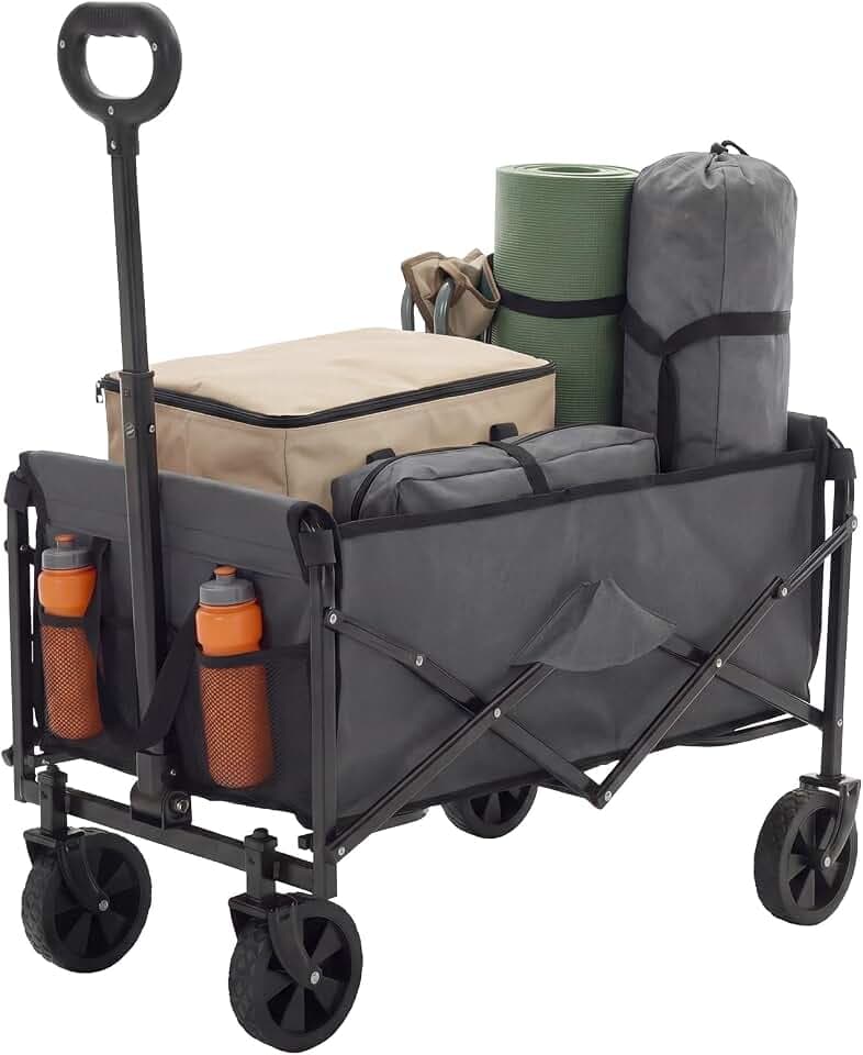 NEWBULIG Collapsible Wagon Cart for Outdoor, 220lbs Capacity, Gray
