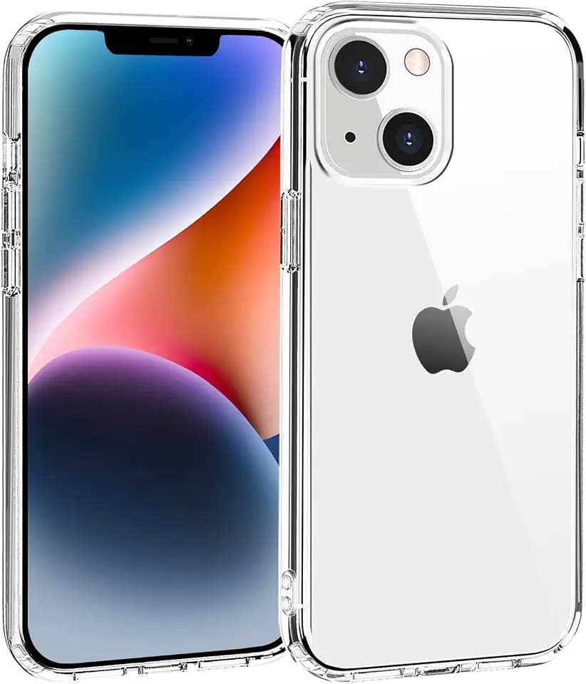 TENOC Phone Case Compatible with iPhone 13 & iPhone 14, Clear Case Anti-Yellowing Protective Bumper Hard Back Cover for 6.1 Inch
