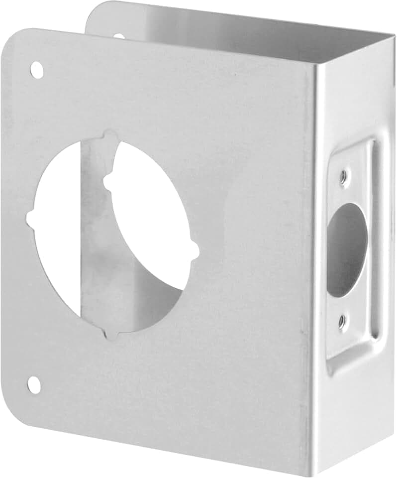 Prime-Line U 9553 Stainless Steel Lock and Door Reinforcement Plate for 1-3/4 In. Thick Doors, Stainless Steel Finish (Single Pack)