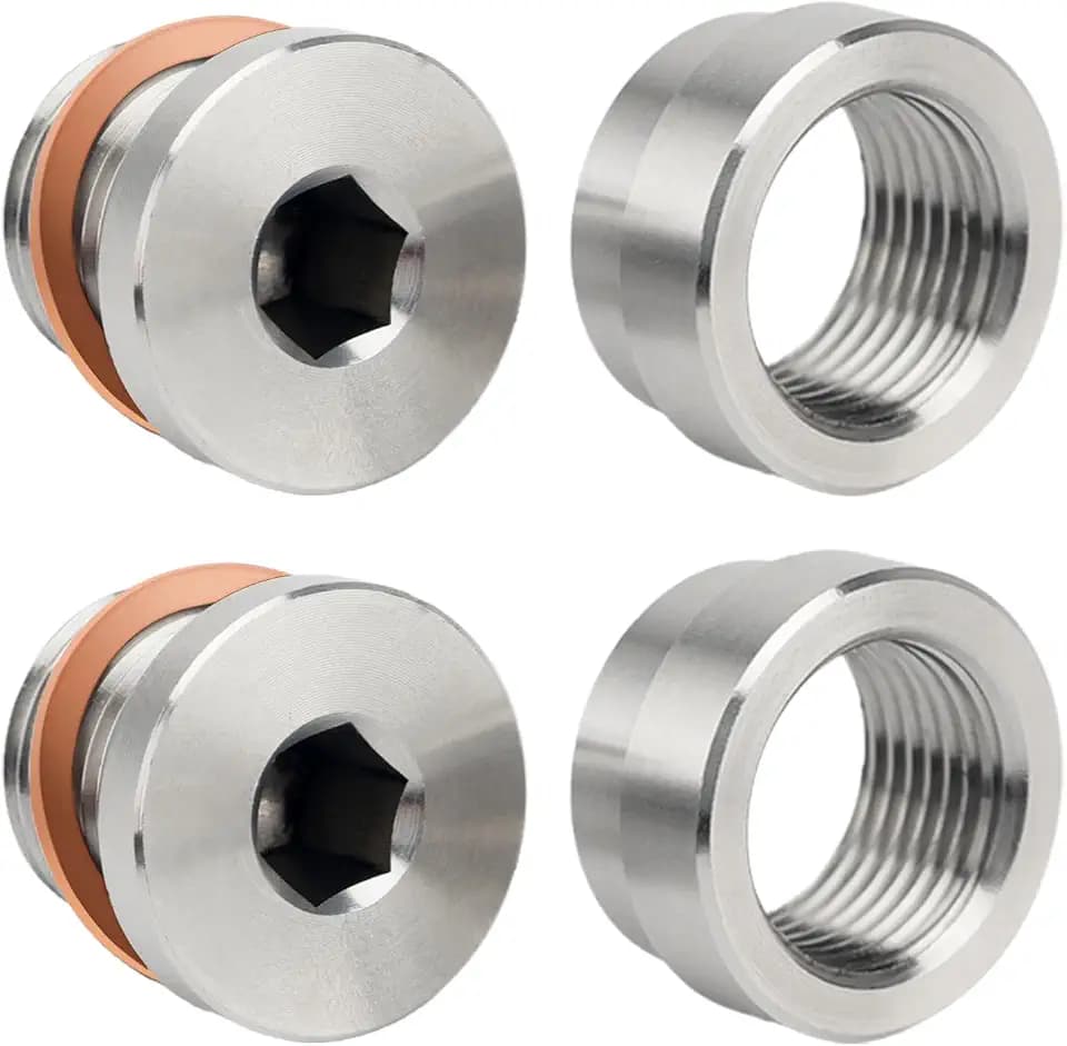 M18x1.5 Oxygen Sensor Weld Bungs & Plugs Kit (2 Bungs/2 Plugs)