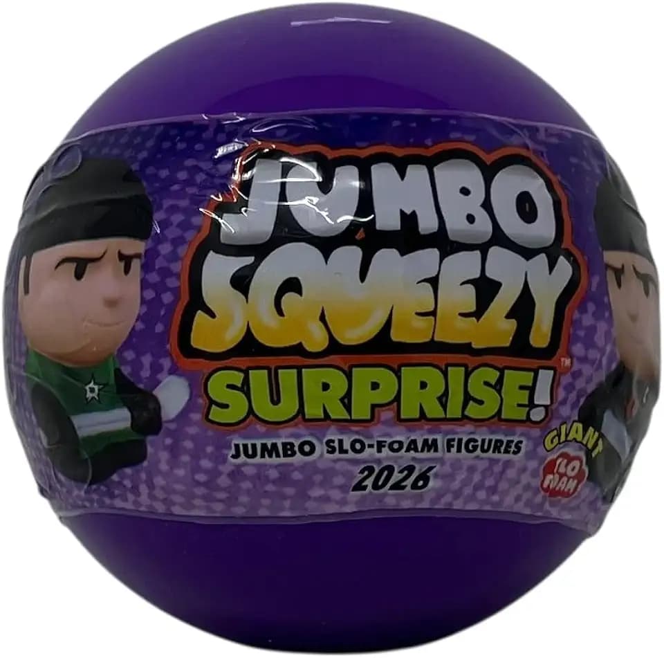 Party Animal Jumbo Squeezy Surprise! One (1) Giant Series 4 Capsule SqueezyMates NHL Figure, Team Colors, 4" Tall