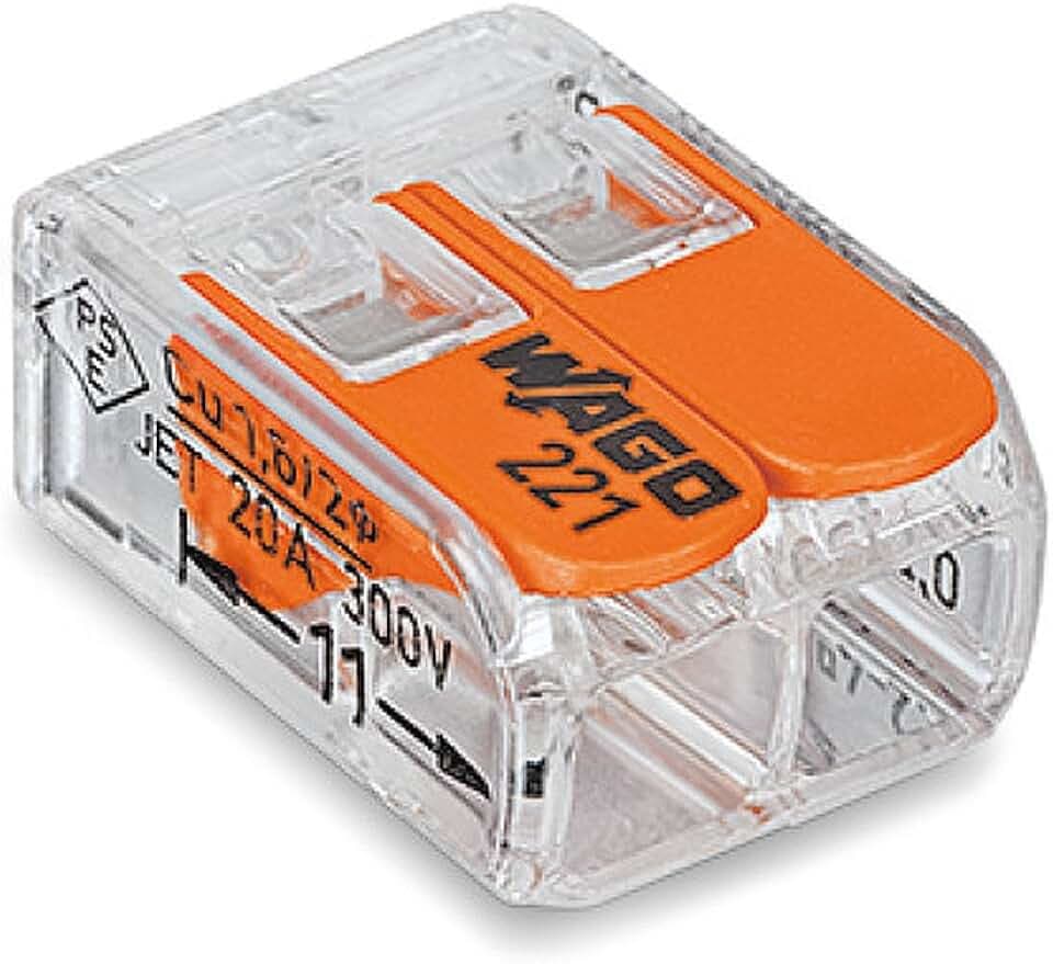 Wago, Verbindungsklemmen, 221-412, 2-Wege-Klemmen, 1 bis 100 Stück, orange, 221-412
