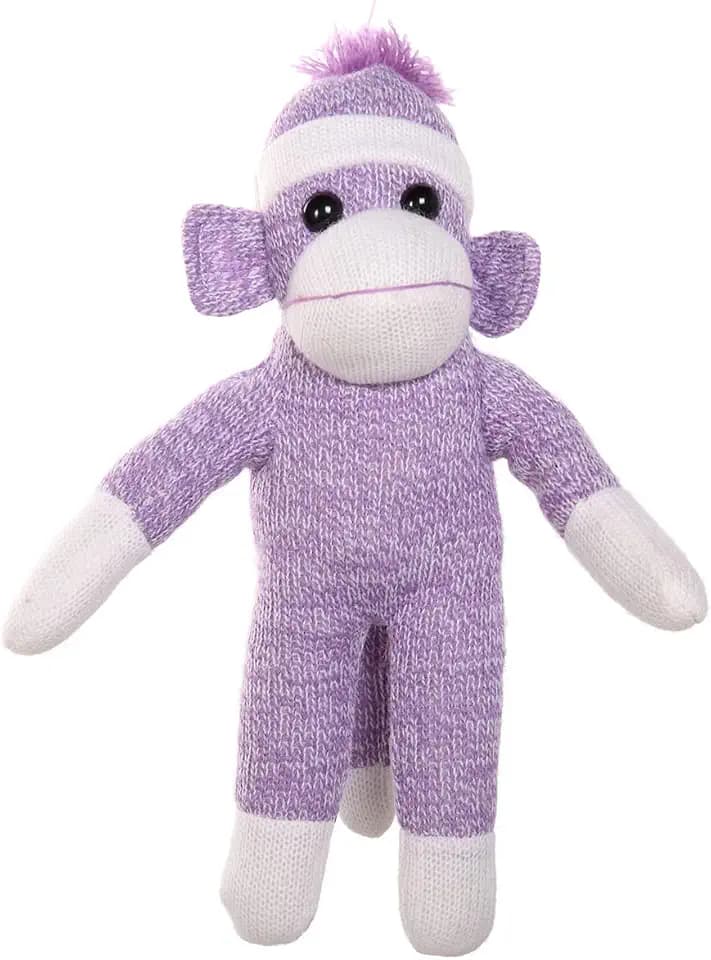 Plushland Adorable Sock Monkey, The Original Traditional Hand Knitted Stuffed Animal Toy Gift-for Kids, Babies, Teens, Girls and Boys Baby Doll Present Puppet (16'' Purple)
