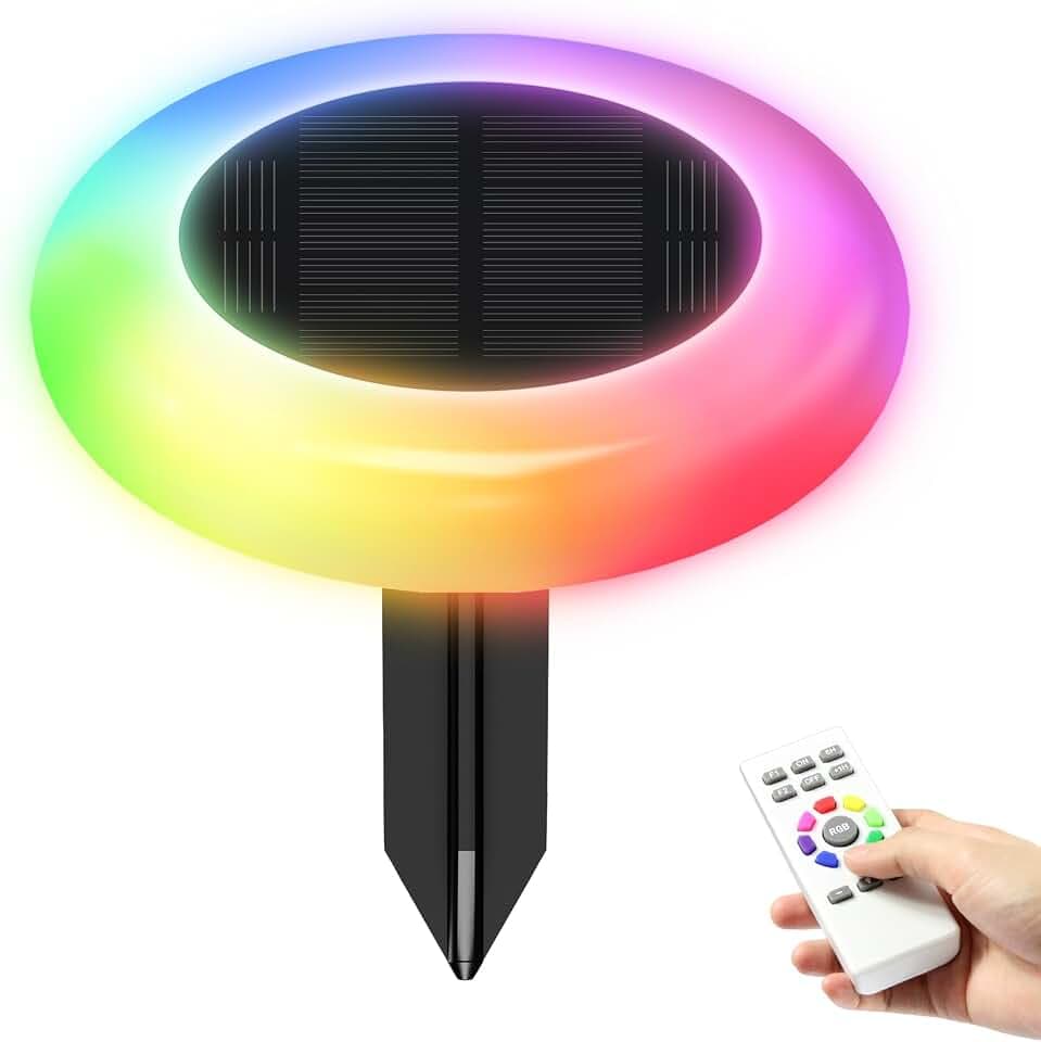 intelamp Solar Pathway Lights Outdoor Waterproof 9 Color Changing 2 Pack