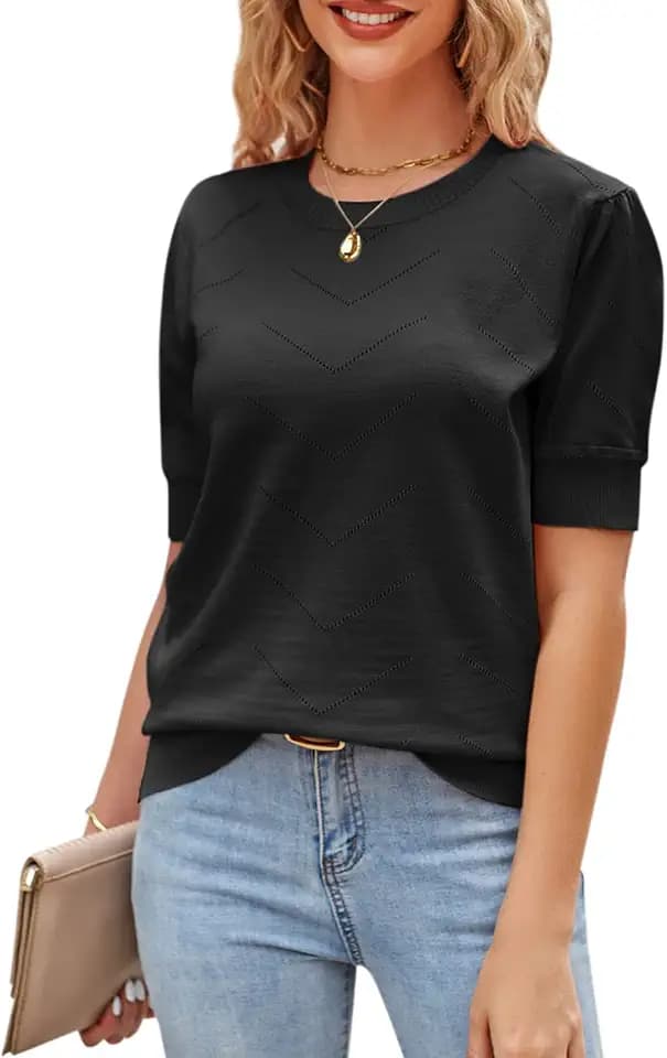 Newshows Pullover Damen Langarm Strickpullover Elegant Rundhals Oberteile Basic Tunika Hemd Bluse