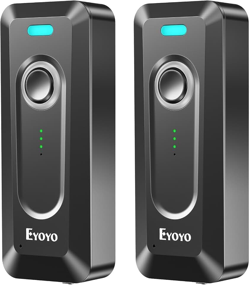 Eyoyo 2-Pack Portable Mini 2D Bluetooth Barcode Scanner Wireless with Clip