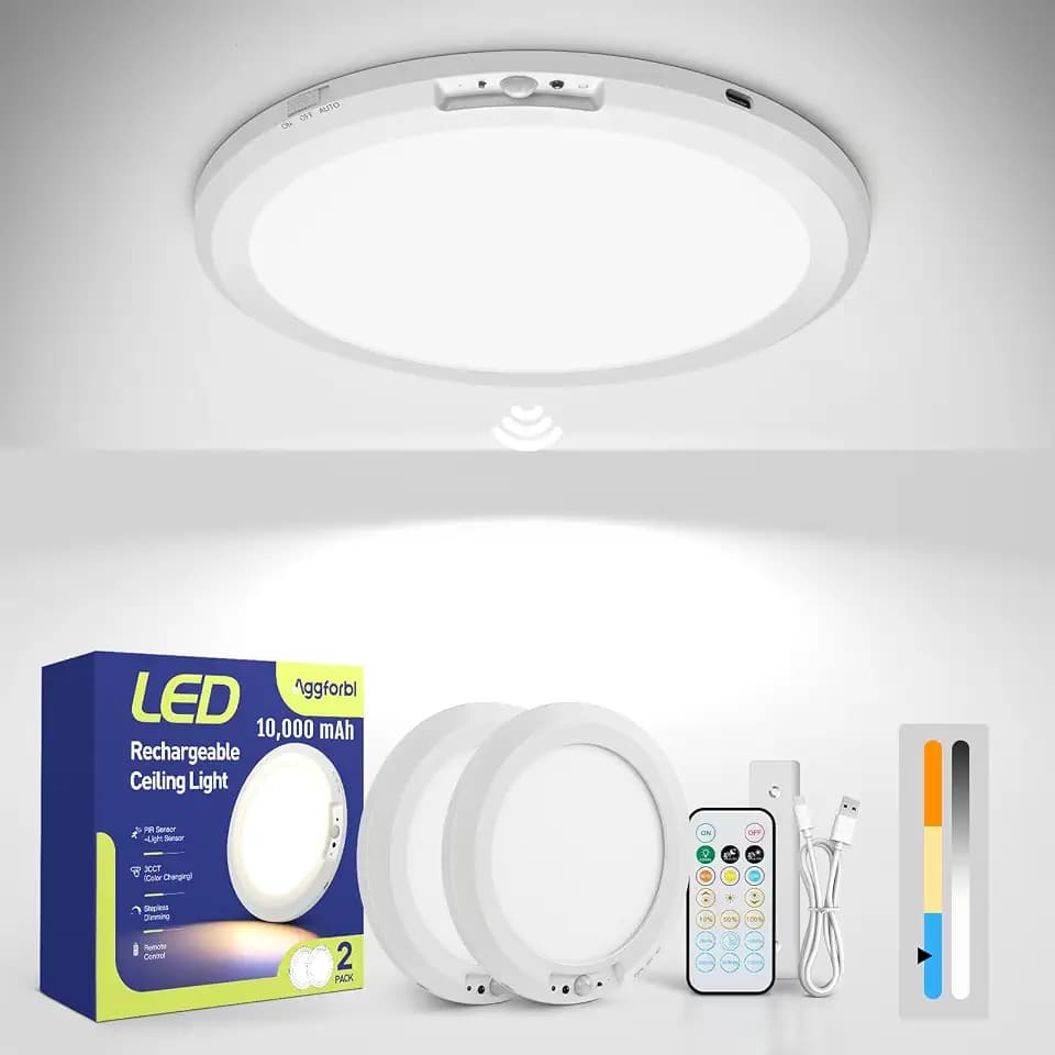 10000mAh Battery Operated Wireless Shower Light Waterproof 2 Pack