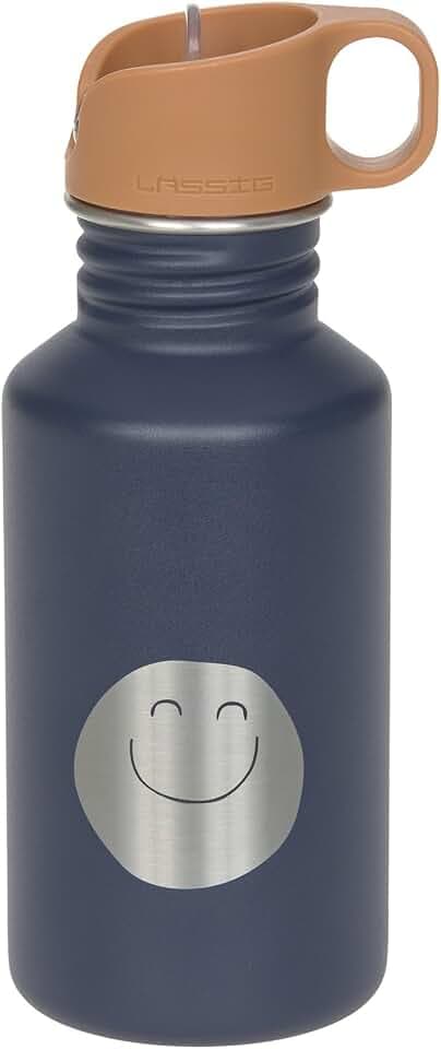 LÄSSIG Kinder Trinkflasche Edelstahl 500 ml Little Gang Smile Navy