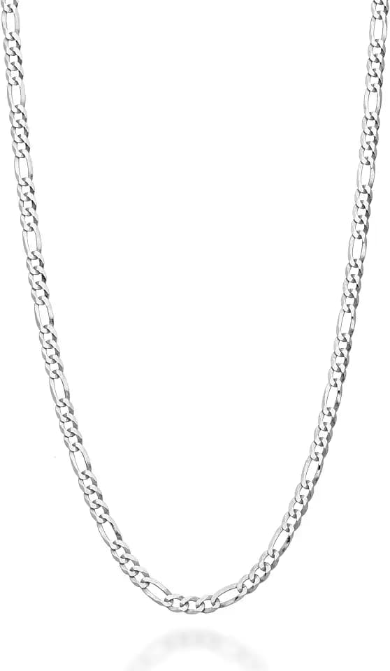 Miabella Italian 925 Sterling Silver 3mm Figaro Chain Women Men Necklace
