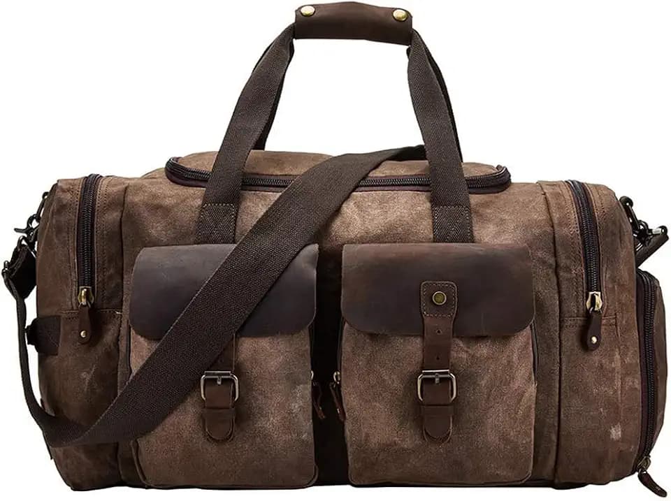 Waxed Canvas Duffel Bag with Shoe Compartment
