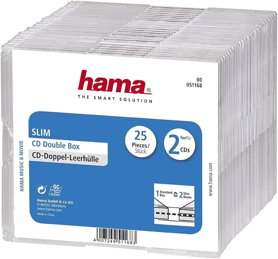 Hama CD-Doppelhüllen-Box Super-Slim-Design, 25er-Pack