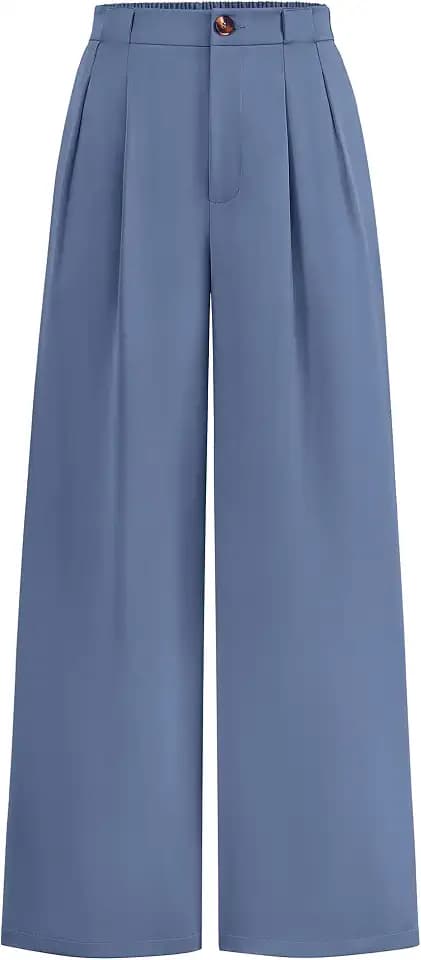 KIRUNDO Wide Leg Pants for Women 2026 Dressy High Waisted Button Trousers