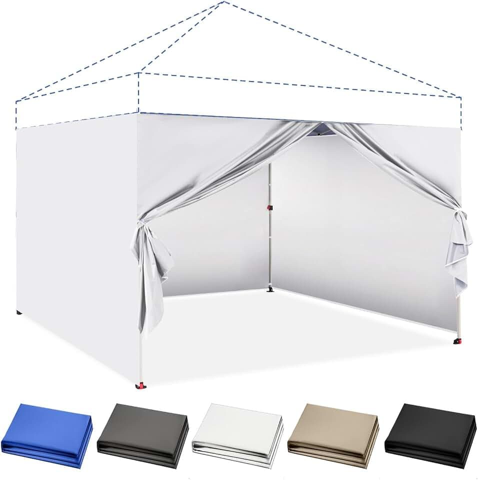 CROWN SHADES 10x10 Canopy Sidewalls for Pop-Up Shelter, White (Only 4pcs)