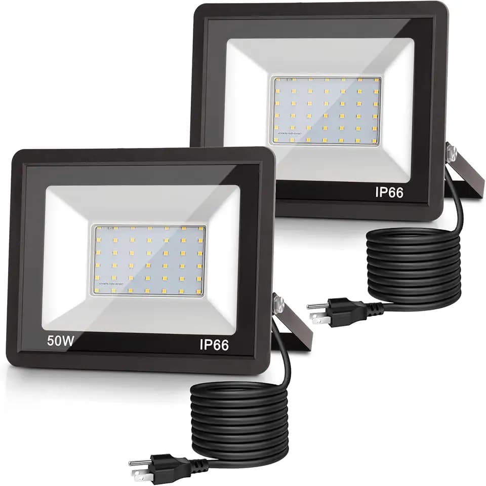 L LOHAS LED Dusk to Dawn Outdoor Lighting Plug in Flood Lights 6000K
