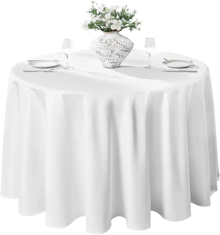 VidaFete Classic Series 1 Pack 120inch Round Polyester Table Cloth, White